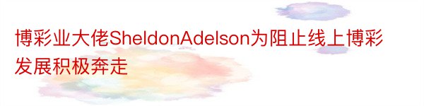 博彩业大佬SheldonAdelson为阻止线上博彩发展积极奔走
