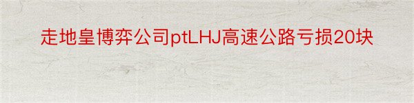 走地皇博弈公司ptLHJ高速公路亏损20块